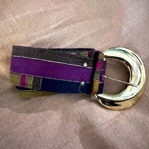 Vintage Multi-Colored Belt with Gold Toned Buckle